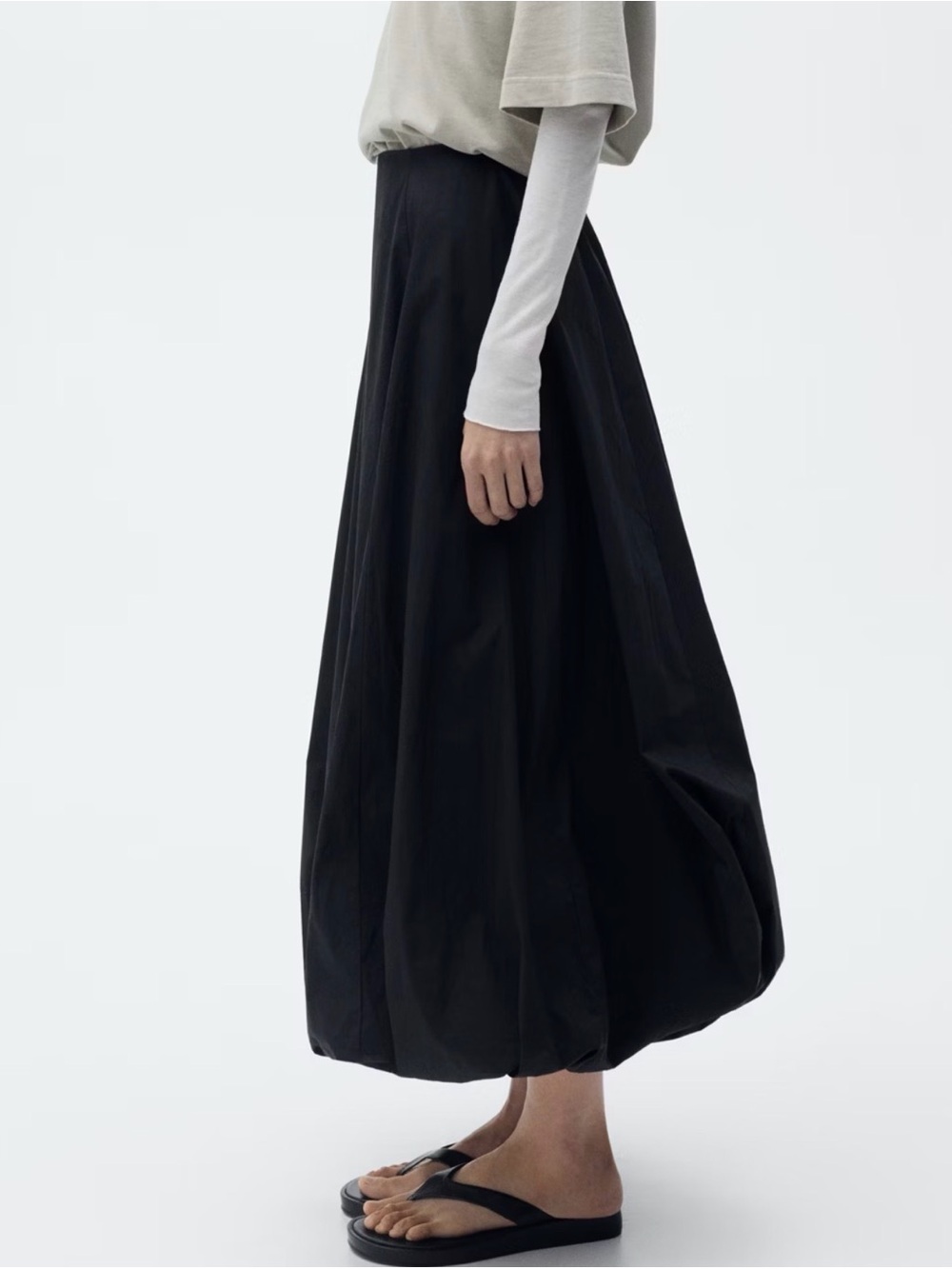Mango Black Bubble-Hem Maxi Skirt - Picture 3 of 14